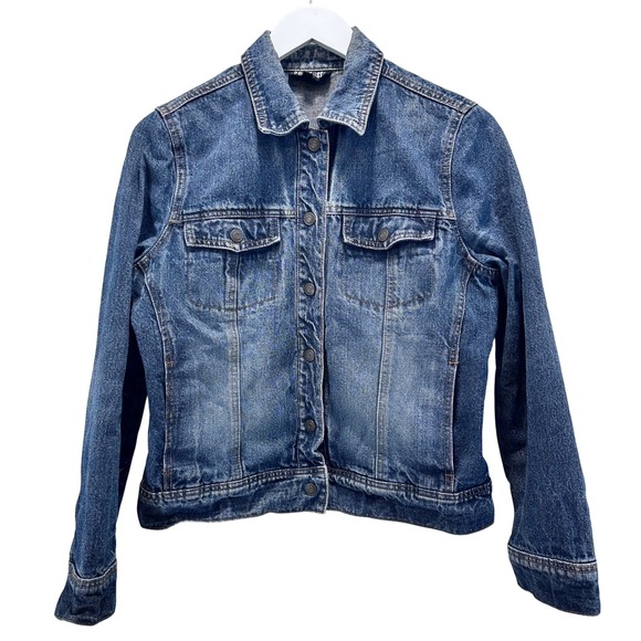 Contrast Jeans Jackets & Blazers - 2/$15 Denim Trucker Jean Jacket Women's Size M Trucker Snap Front Pockets